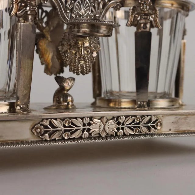 Silver Vinegar Bottles in Embossed Silver Crystal by S.J. Dupezard, Paris, 1800s, Set of 3 For Sale - Image 8 of 13