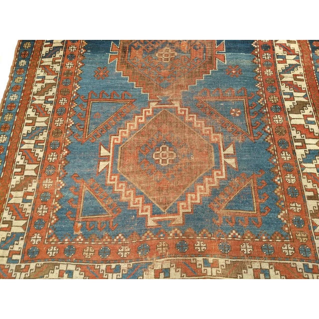 19th Century Caucasian Kazak Rug, Hand-knotted Wool, Geometric Design, Royal Blue. 5' x 8' For Sale - Image 15 of 16