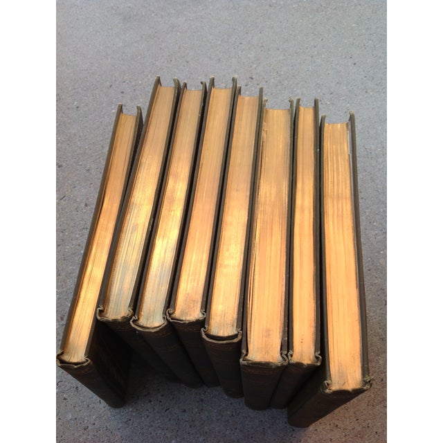 Animal Skin 1902 Olive Green Leather Gilt Books, Complete Set Vols 1-8, Brewer, Character Sketches of Romance, Fiction, Drama For Sale - Image 7 of 18