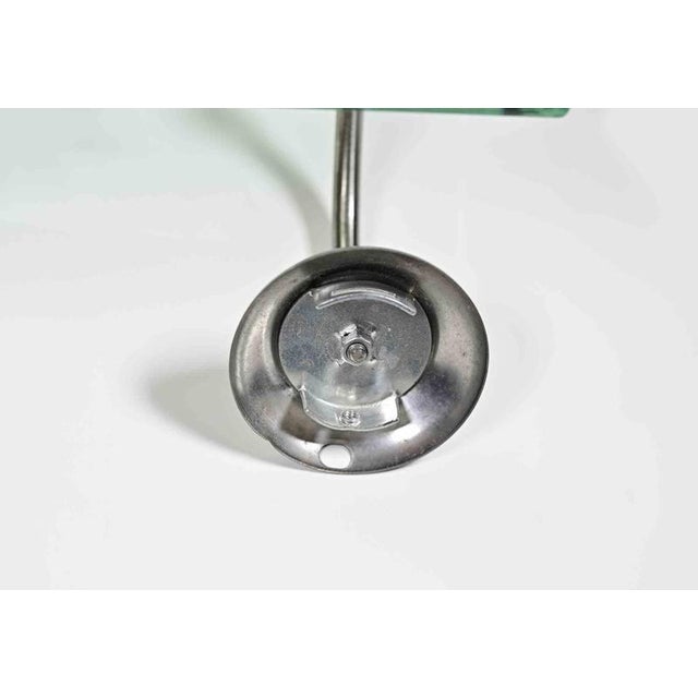 Vintage Decorated Glass Shelf, realized in Italy in 1970s. Chromed metal and cut glass.