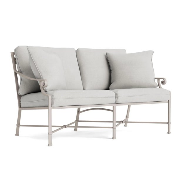 Brown Jordan Venetian Loveseat, Dove frame with Fusion Dove fabric For Sale - Image 12 of 12