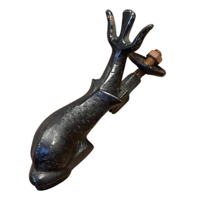 2000 - 2009 Vintage Cast Iron Fish & Dolphin Architectural Door Knocker For Sale - Image 5 of 12