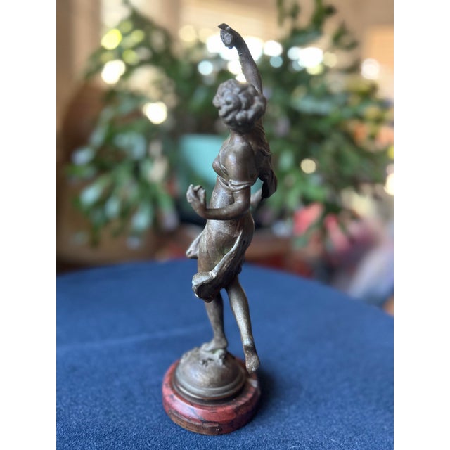 Art Nouveau 19th Century Mathurin Moreau “Danse Espagnole” Sculpture on Griotte Marble Base. For Sale - Image 3 of 7