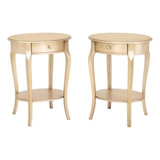 Contemporary Silvered Wood Bedside Tables, Pair For Sale