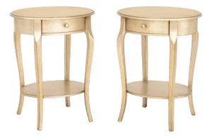 Contemporary Silvered Wood Bedside Tables, Pair