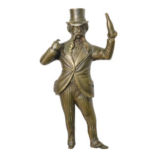 Quality Antique British Hallmarked Carnival Carny Man Statue Figure Sculpture For Sale