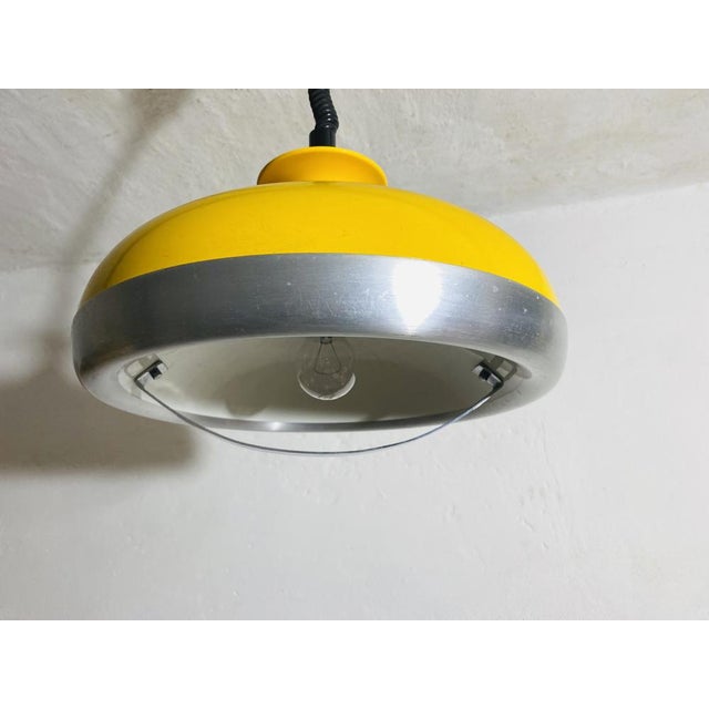 Silver Vintage Space Age Hanging Lamp in Bright Yellow, 1960s For Sale - Image 8 of 18