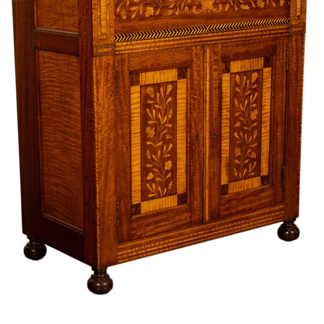 Antique 19th Century Dutch Inlaid Walnut Floral Specimen Wood Marquetry Cabinet 1860 For Sale - Image 17 of 18