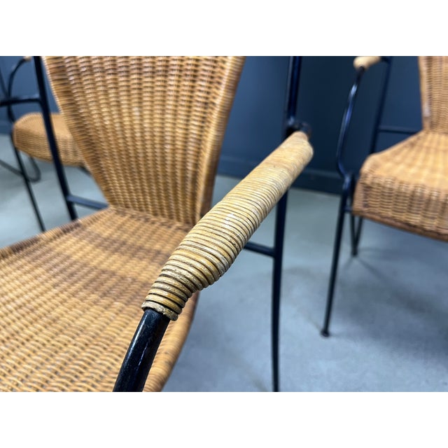 Wicker Chairs by Frederick Weinberg, 1960s, Set of 6, in Very Good conditions. Designed 1960 to 1969