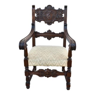 Carved Walnut Tudor Armchair Jacobean Throne Chair Circa 1900 Ornate For Sale