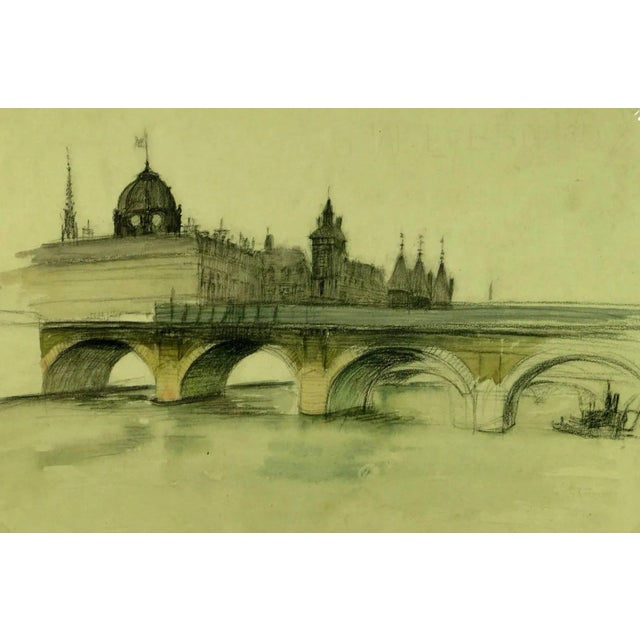 French Painting of Pont Nôtre-Dame, Paris, C. 1915 For Sale - Image 4 of 4
