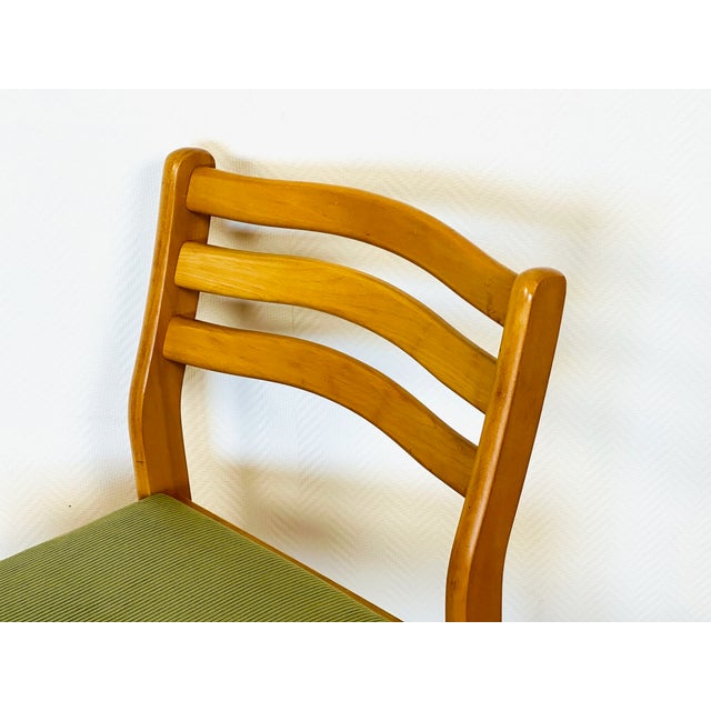 Vintage Beechwood and Green Corduroy Dining Chairs, 1960s, Set of 4 For Sale - Image 12 of 18