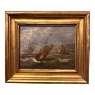 19th Century Seascape Oil on Board For Sale