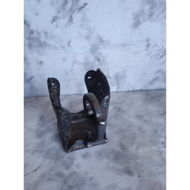 Late 19th Century Vintage Pewter Inkwell Holder For Sale - Image 5 of 15