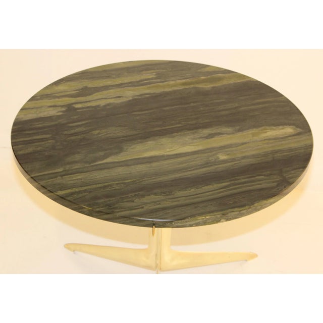 Green Modernist Italian Brass and Marble Side Table For Sale - Image 8 of 10