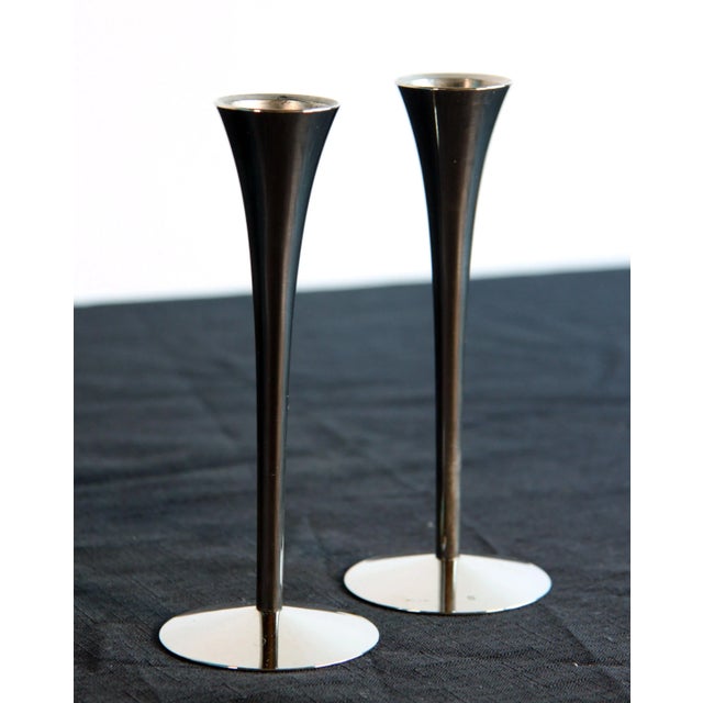 Vintage Mid Century Modern Solingen German Chrome Candle Sticks - a Pair For Sale - Image 4 of 7
