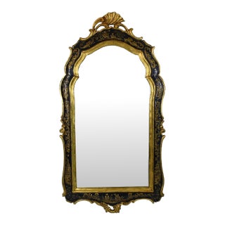 Chinoiserie Black and Gold Mirror For Sale