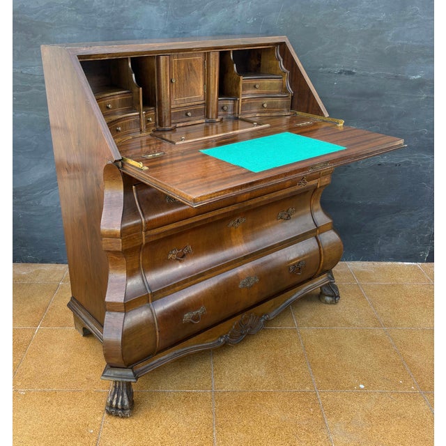 Baroque Style Bombe Secretary Desk, Mid-20th Century For Sale - Image 9 of 16
