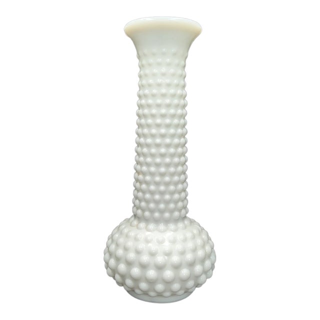 Vintage MCM E. O. Brody White Hobnail Milk Glass Bud Vase For Sale