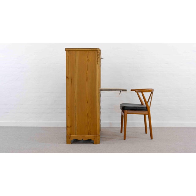 Antique Biedermeier Secretary in Softwood and Burlwood, 19th Century For Sale - Image 4 of 18