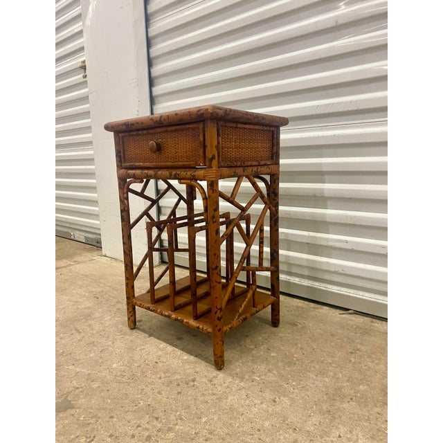 English 70s Faux Bamboo Cane Magazine Rack Side Table . For Sale - Image 3 of 12