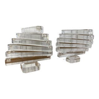 Stacked Spiral Lucite Candelabras For Sale