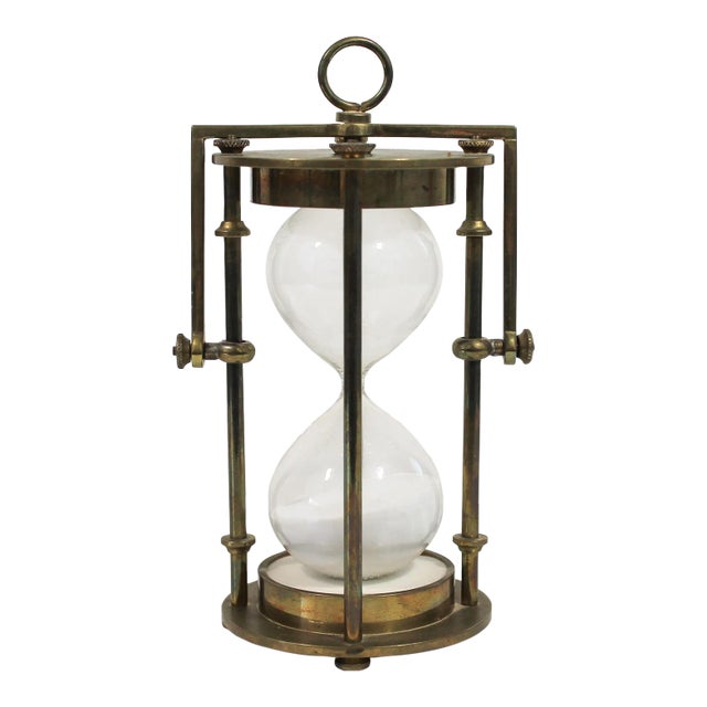 Vintage Hangable Brass Hourglass - Egg Timer For Sale