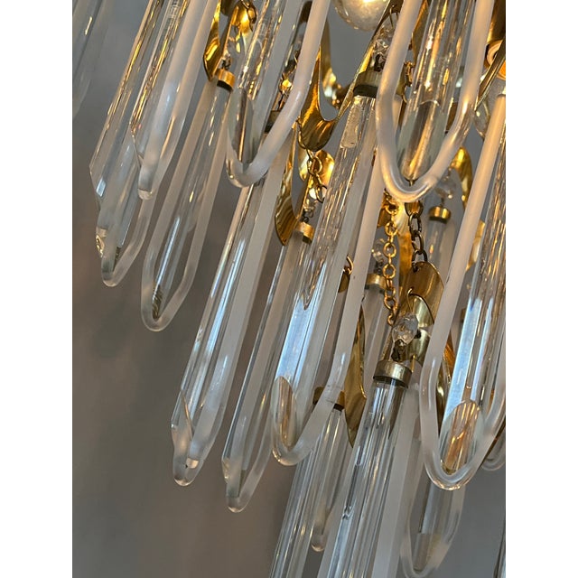 Vintage Art Deco Style Crystal Chandelier, 1970s For Sale - Image 4 of 14