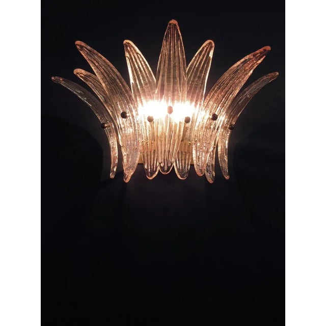 Mid-Century Modern Murano Palmette Pink Glass Sconces - a Pair For Sale - Image 3 of 9