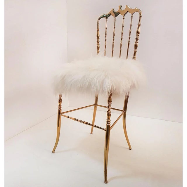 Italian Iceland Wool Upholstery & Massive Brass Chair by Chiavari For Sale - Image 4 of 13