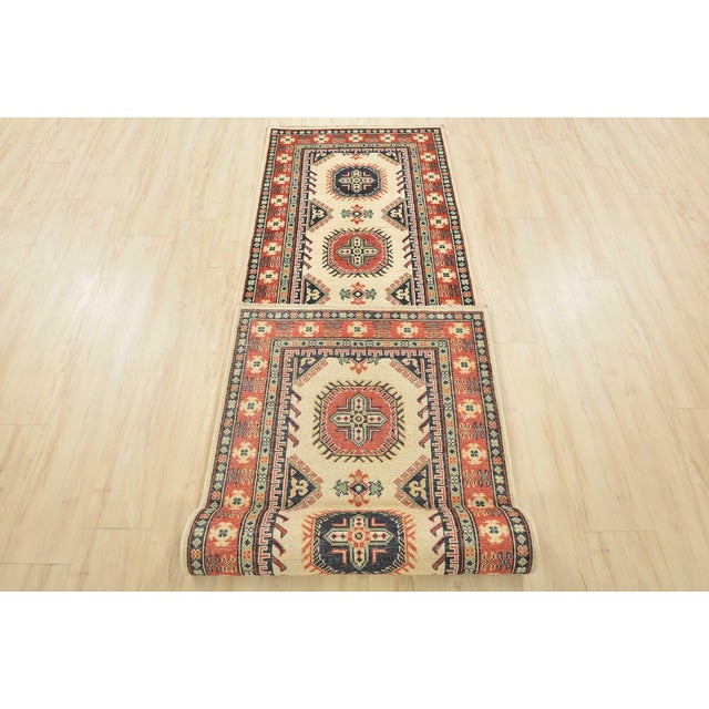 Kazak Runner 2’9” X 9’9” Beige Wool Tribal Hand-Knotted Oriental Rug For Sale - Image 12 of 13