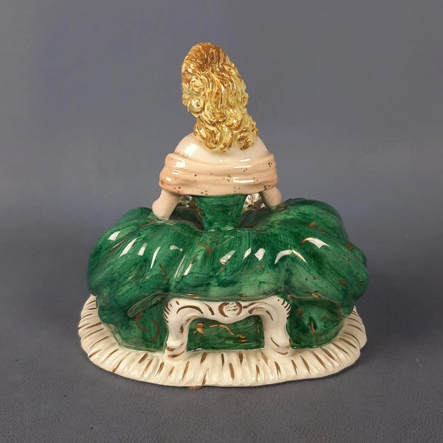 Hand-Painted Porcelain Sculpture of a Lady from Perdomello, Nove Bassano, 1940s-1950s For Sale - Image 4 of 12
