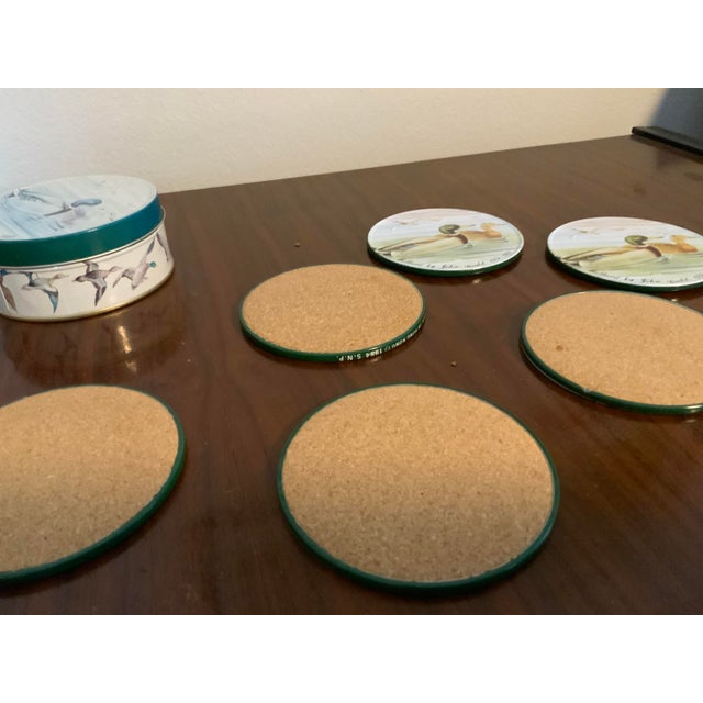1984 John Gould Mallard Duck Coasters With Tin - Set of 6 For Sale - Image 4 of 6