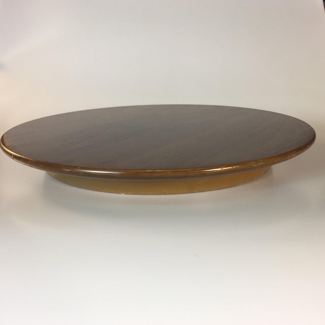 Drexel Walnut Wood Round Lazy Susan Chairish