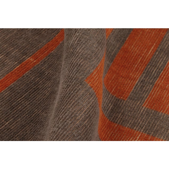 Vintage Turkish Distressed Rug in Brown & Orange Geometric Motifs - Rug & Kilim For Sale - Image 10 of 11