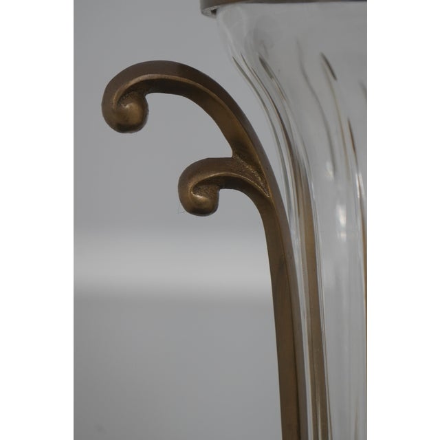 1980s Pair of Brass & Glass Lidded Vase Candle Holder Epergne For Sale - Image 9 of 12