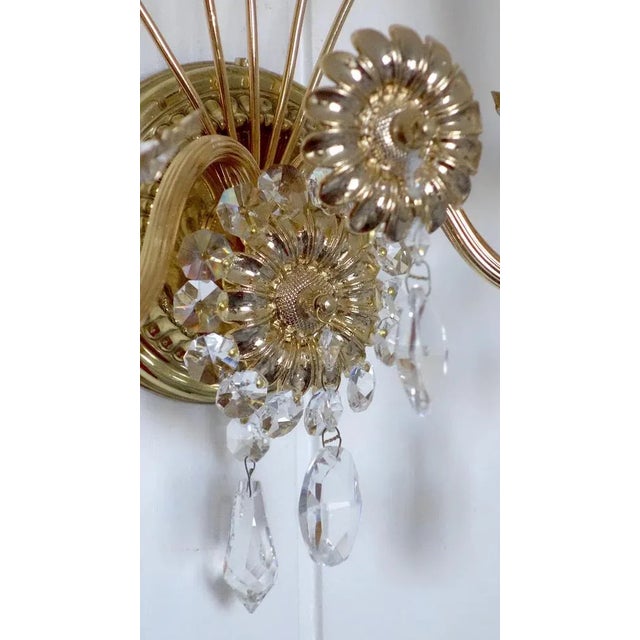 1960s Brass & Lead Crystal Wall Lamp from Palwa, 1960s For Sale - Image 5 of 11