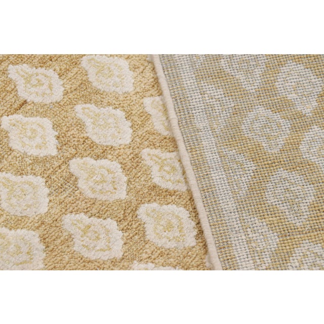 Textile Rug & Kilim’s Modern Block Print Runner Rug in Gold with Cream Floral Pattern - 3x16 For Sale - Image 7 of 7