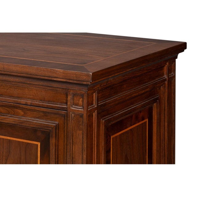 Wood Walnut Burl Four-Door Credenza with Inlaid Panels For Sale - Image 7 of 10