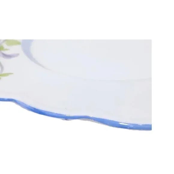 White 1940s a.b.j. Grafton Square China Plate 7" Pansies Floral England Replacement For Sale - Image 8 of 14