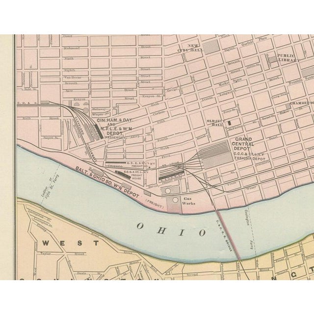 19th Century Antique Map of Cincinnati The Queen City by Ran McNally, 1899 For Sale - Image 5 of 12