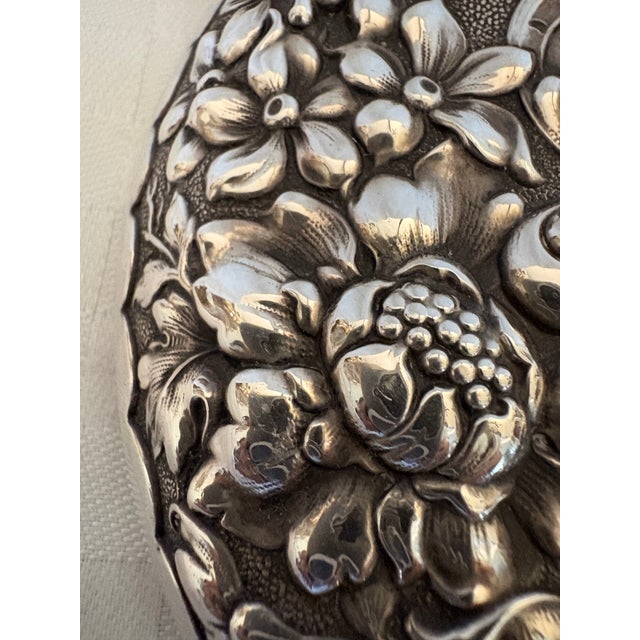 19th Century Art Nouveau Sterling Silver Repousse Hand Mirror For Sale - Image 9 of 11