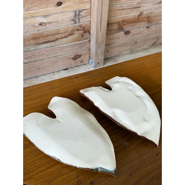 Maroon Pair of Contemporary Studio Pottery Leaf Form Trays Signed 2017 For Sale - Image 8 of 12