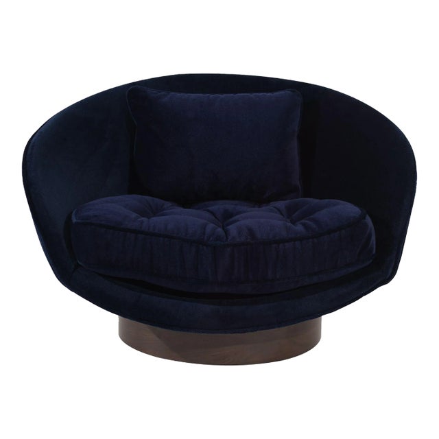 Low Profile Lounge Chair in Navy Alpaca Velvet by Adrian Pearsall, Circa 1950s For Sale