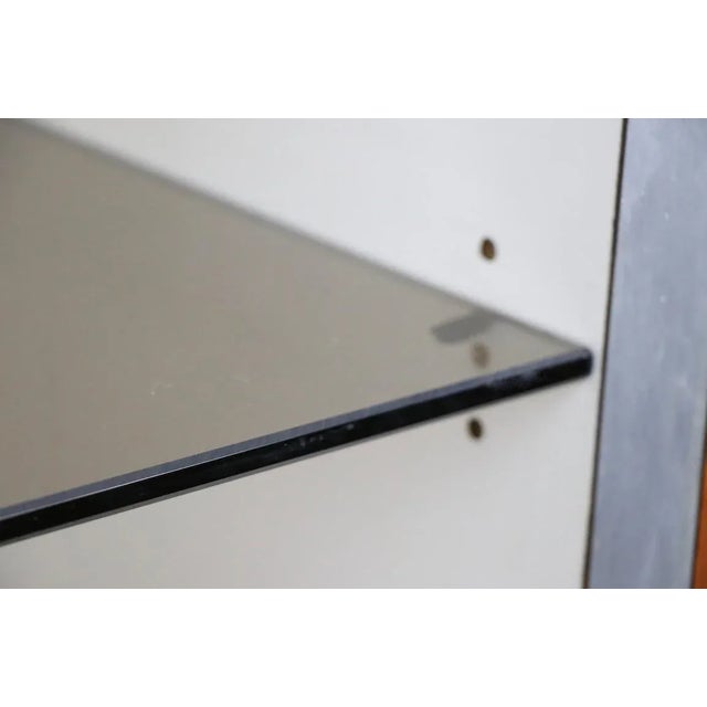 Wood Rosewood Metal Glass and Formica Wall Unit Baugnman Attributed for John Stuart For Sale - Image 7 of 13