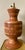 Wood Vintage Mid Century Brutalist Marquetry Lathe Block Wood Hand Turned Table Lamp For Sale - Image 7 of 7