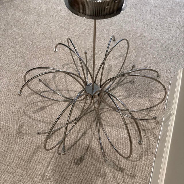 Sergio Terzani Terzani Hook Chandelier Pendant Light Nickel/Clear Suspension Lamp 90cm For Sale - Image 4 of 5