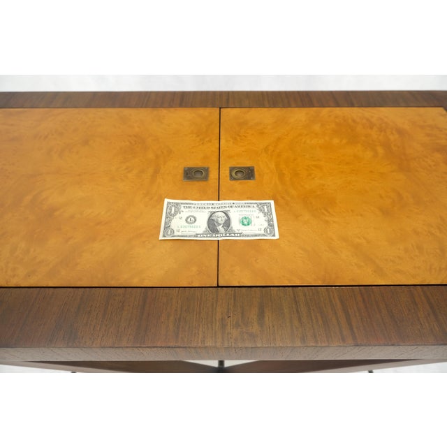 Lift Top Two Tone Elegant X Shape Base Serving Cart Table on Wheels MINT