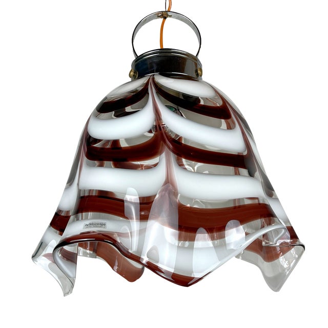 Murano Glass Brown Fazzoletto Pendant Lamp by AV Mazzega, Italy, 1970s For Sale