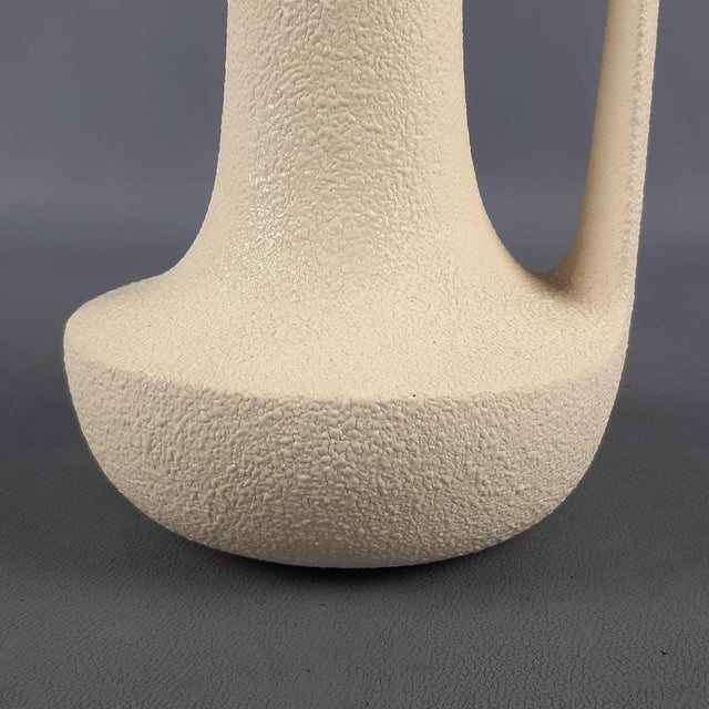 Ceramic Vintage Modernist Sculptural Granulated White Ceramic Vase, 1960s For Sale - Image 7 of 12